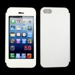 Wholesale iPhone 5 / 5S Slim Touch Screen Flip Leather Case (White)